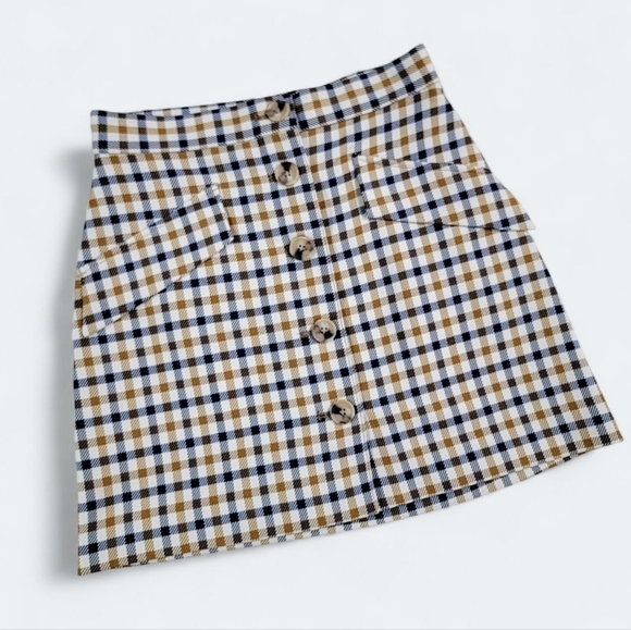 NEW H&M Plaid Button-Front Skirt Size 6 - Picture 13 of 13
